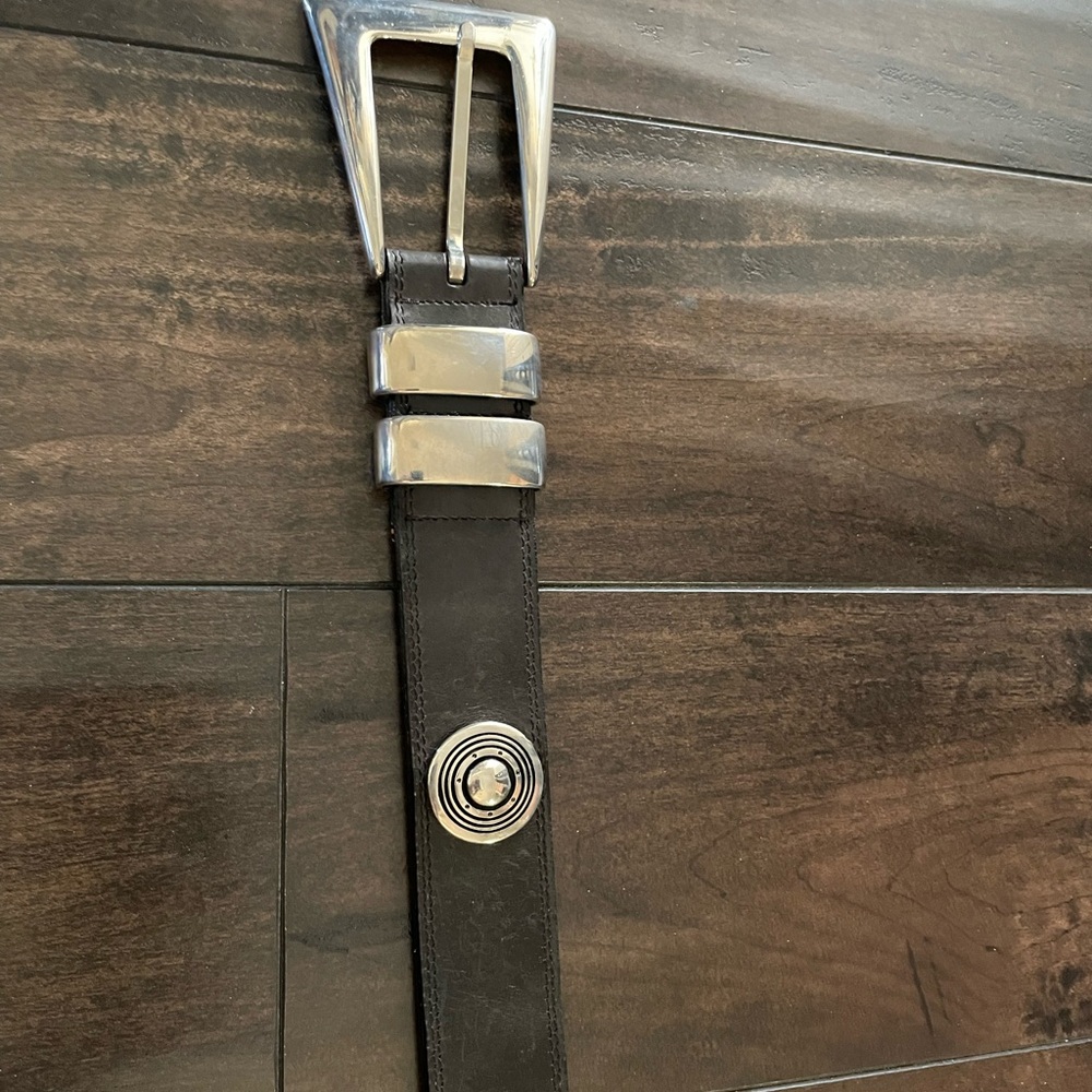 Women’s  Black Leather Belt with Silver Buckle